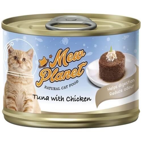 Купить консервы Pettric Mew Planet паштет из свежего тунца и ширасу для кошек в дискаунтере товаров для животных Крокодильчик