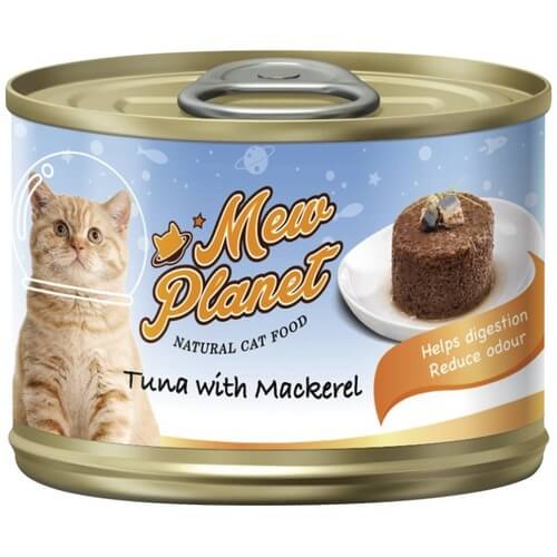 Купить консервы Pettric Mew Planet паштет из свежего тунца и скумбрии для кошек в дискаунтере товаров для животных Крокодильчик