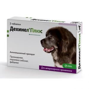 Дехинел Плюс антигельминтик таблетки для собак крупных пород, 2 шт. купить в дискаунтере товаров для животных Крокодильчик