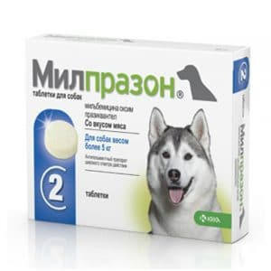 Милпразон антигельминтик для собак более 5 кг, 2 таблетки купить в дискаунтере товаров для животных Крокодильчик