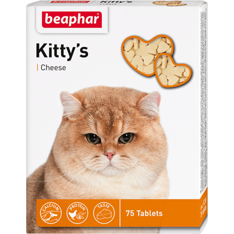 Beaphar Kittys+Cheese Витамины для кошек с сыром купить в дискаунтере товаров для животных Крокодильчик