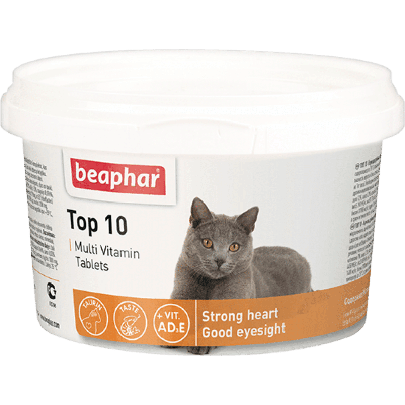 Beaphar Top 10 Витамины для кошек купить в дискаунтере товаров для животных Крокодильчик