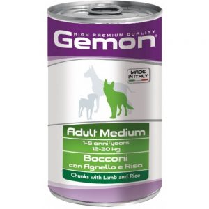 Monge Gemon Dog Medium консервы для собак средних пород с кусочками ягненка и рисом, 1250 г купить в дискаунтере товаров для животных Крокодильчик