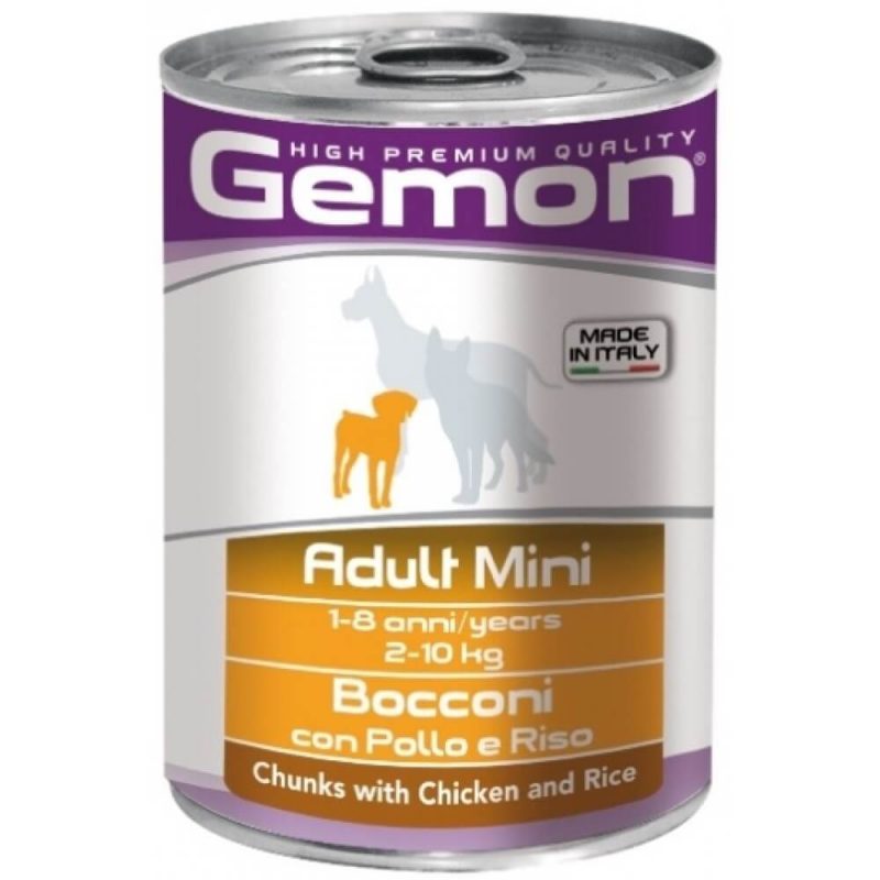 Monge Gemon Dog Mini консервы для собак мелких пород с кусочками курицы и рисом, 450 г купить в дискаунтере товаров для животных Крокодильчик