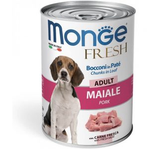 Monge Dog Fresh Chunks in Loaf консервы для собак с мясным рулетом из свинины купить в дискаунтере товаров для животных Крокодильчик