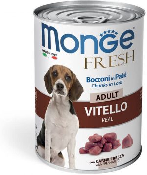 Monge Dog Fresh Chunks in Loaf консервы для собак с мясным рулетом из телятины купить в дискаунтере товаров для животных Крокодильчик