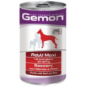 Monge Gemon Dog Maxi консервы для собак крупных пород с кусочками говядины и рисом, 1250 г купить в дискаунтере товаров для животных Крокодильчик