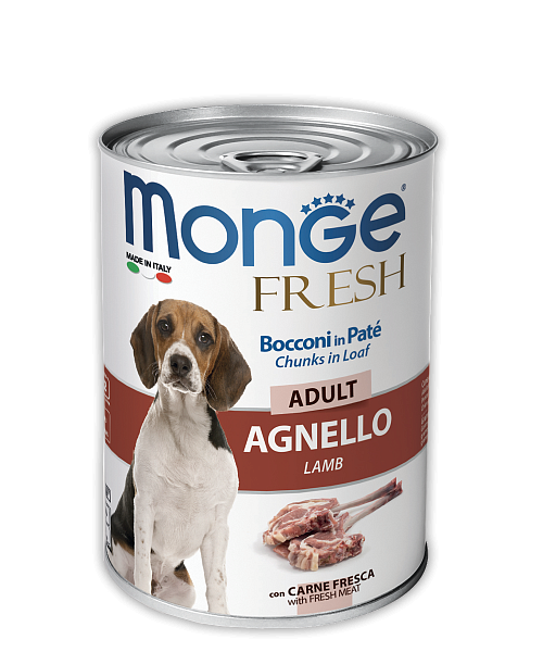 Monge Dog Fresh Chunks in Loaf консервы для собак с мясным рулетом из ягненка купить в дискаунтере товаров для животных Крокодильчик