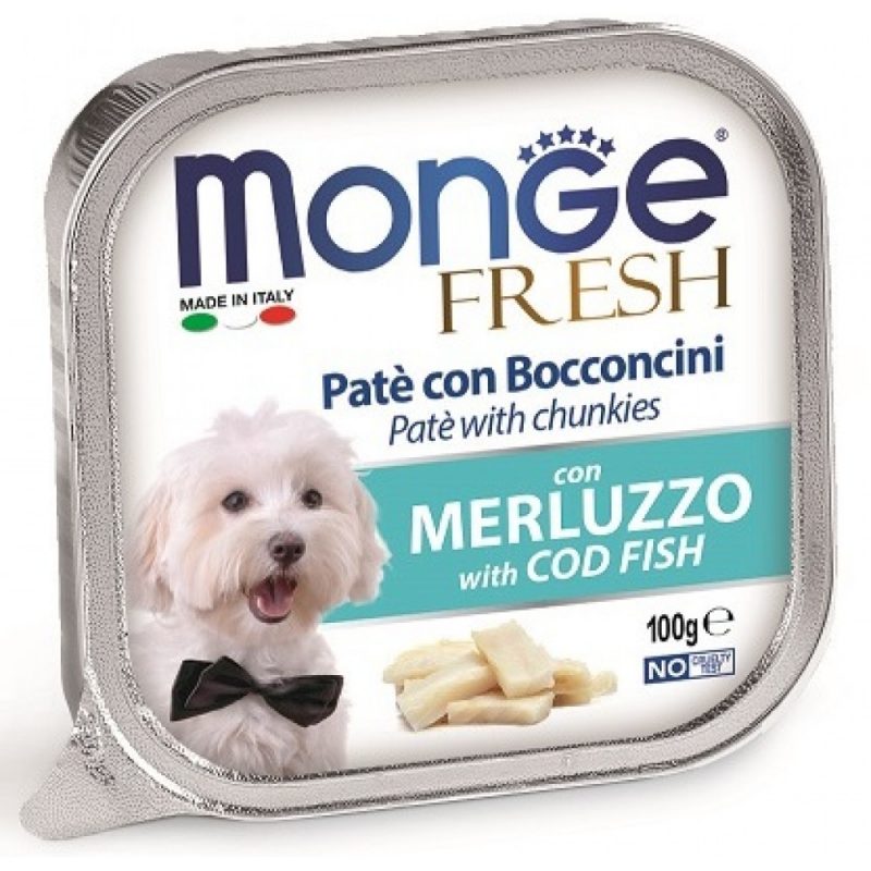 Monge Dog Fresh консервы для собак с треской, 100 г. купить в дискаунтере товаров для животных Крокодильчик
