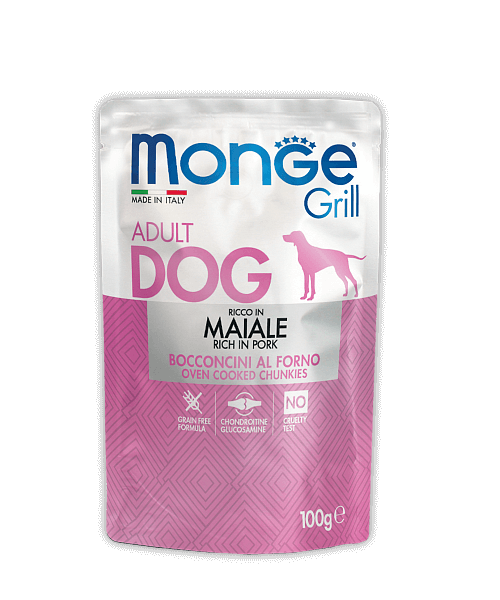 Monge Dog Grill Pouch - Паучи для собак со свининой купить в дискаунтере товаров для животных Крокодильчик