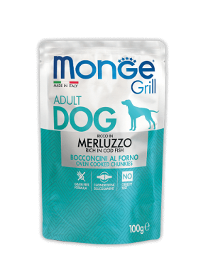 Monge Dog Grill Pouch - Паучи для собак с треской купить в дискаунтере товаров для животных Крокодильчик