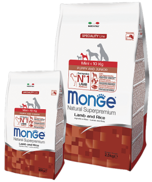 Monge Dog Speciality Line Mini Puppy & Junior Lamb and Rice купить в дискаунтере товаров для животных Крокодильчик в Москве