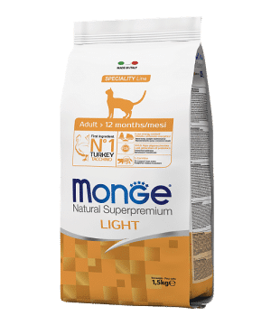 Monge Cat Speciality Light низкокалорийный сухой корм для кошек с индейкой купить в дискаунтере товаров для животных Крокодильчик