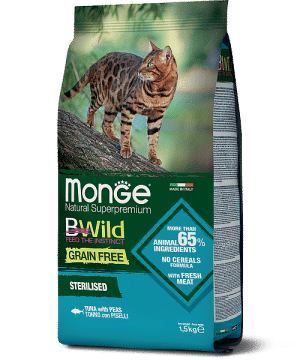 Monge BWild Cat Tonno сухой корм из тунца для стерилизованных кошек, 1,5 кг. купить в дискаунтере товаров для животных Крокодильчик