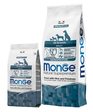 Monge Dog Speciality Line All Breeds Adult Monoprotein Trout купить в дискаунтере товаров для животных Крокодильчик в Москве