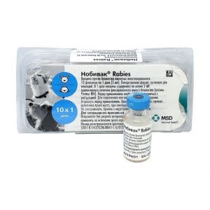 Intervet Нобивак Rabies вакцина для собак и кошек, 1 мл. флакон (1 доза) купить в дискаунтере товаров для животных Крокодильчик