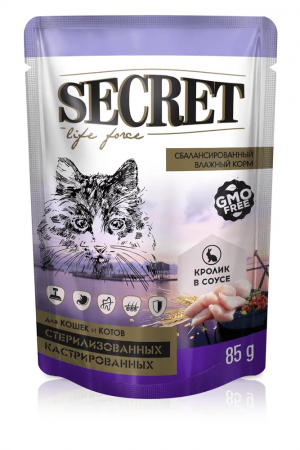 Secret Life Force влажный корм для кошек с кроликом, кусочки в соусе, 85 г купить в дискаунтере товаров для животных Крокодильчик в Москве
