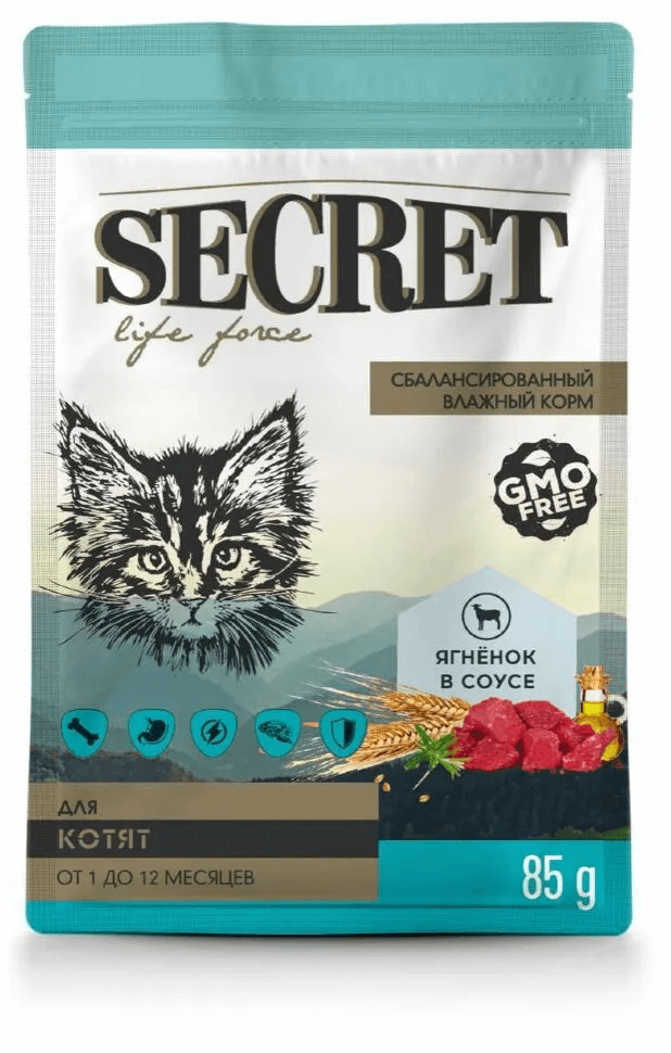 Secret Life Force влажный корм для котят с кроликом, кусочки в соусе, 85 г купить в дискаунтере товаров для животных Крокодильчик в Москве