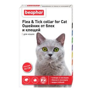 BEAPHAR Flea & Tick Collar for Cat ошейник для кошек от блох и клещей, красный, 35см,