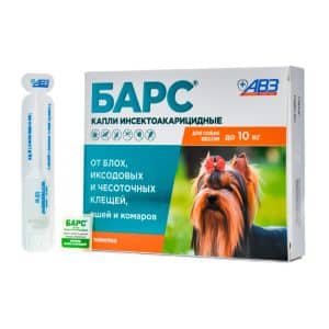 Барс капли для собак до 10 кг купить в дискаунтере товаров для животных Крокодильчик в Москве