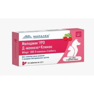 Милоджик Уро Д-маноза + клюква для собак и больших кошек, 30 таб.