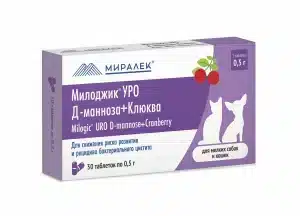Милоджик Уро Д-маноза + клюква для мелких собак и кошек купить в дискаунтере товаров для животных Крокодильчик в Москве
